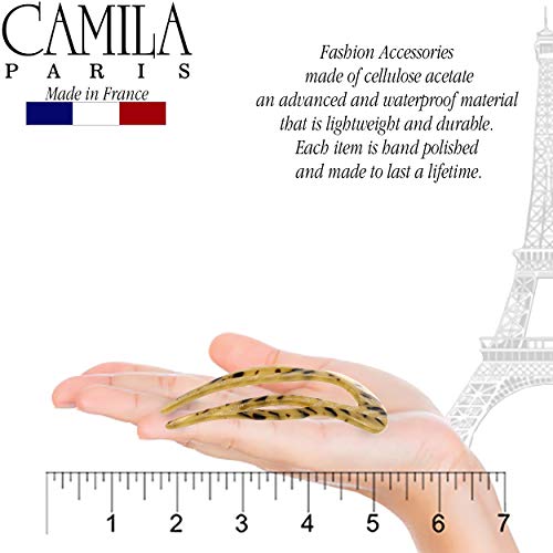 Camila Paris CP2502 French Twist Stick Clip Pins, Handmade, Victory Beige, Girls Hair Pin U-Shaped Hair Fork for Girls Spiral Updo Chignon Bun Holder, Styling Hair Accessories for Women Made in France - color: 2-Prong Victory Beige