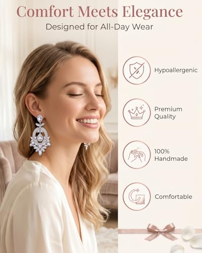 Silver Chandelier Earrings for Women Trendy, Oversized Big Crystal Rhinestone Statement Earrings Dangling Formal Pageant Earings Drag Queen Jewelry - color: Silver-01