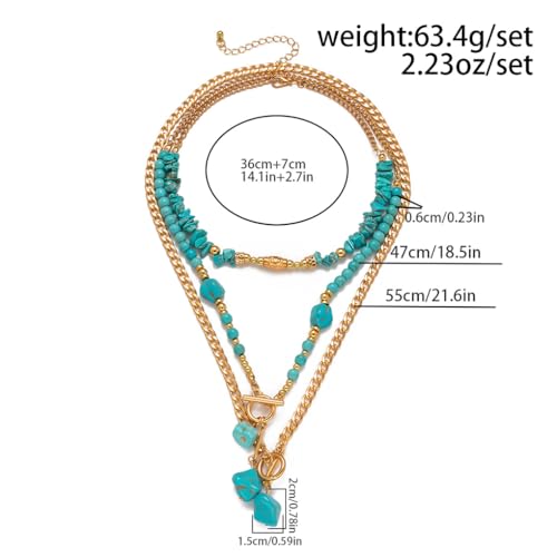 GIGB PBDK Boho Western Necklaces for Women,Turquoise Beaded Layered Necklaces Vintage Cow Cactus Pendant Choker Necklace Set,Cowgirl Jewelry Accessories Gifts - style: B1