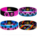 4 Pcs Surfer Beach Bracelets for Men Women Inspirational Elastic Comfy Summer Reversible Wristband Gifts Friendship Bracelets - color: Paw Print-Bracelets, size: (6.8") Small