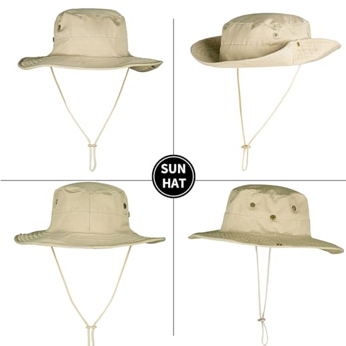 Sun Hats for Men Women Boonie Hat Foldable Fishing Hat UPF 50+ Bucket Hat for Fishing Hiking Garden Safari Beach - color: 1pack-beigesleeves