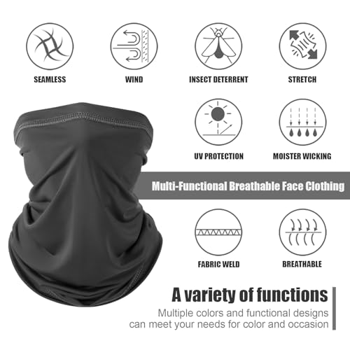 Geyoga 6 Pieces Summer UV Protection Cooling Neck Gaiter Face Clothing Neck Gaiter Mask Scarf Sunscreen Breathable Bandana - color: Dark Color