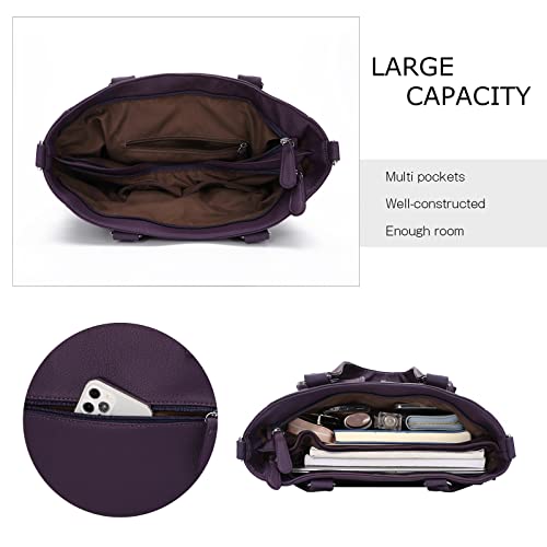 KL928 Large Purses for Women Shoulder Bag Tote Handbags Stylish Vegan Leather Hobo Bags Ladies, A-Black-4 | Large - color: A-purple