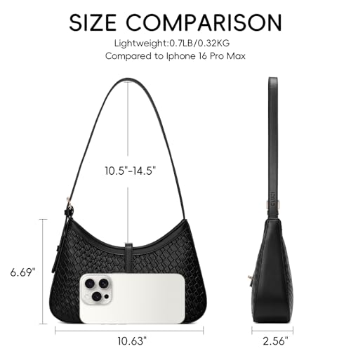 CLUCI Shoulder Bag for Women, Purses for Women, Handbag Hobo Bags Vegan Leather Crossbody Purse with Adjustable Strap Black Woven Texture - color: B-black Woven Texture-small
