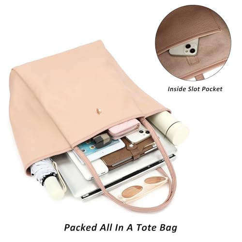 TANTOMI Tote Bag for Women Vegan Leather Purses and Handbags Ladies Waterproof Big Shoulder Bag for Travel - color: A-dark Pink