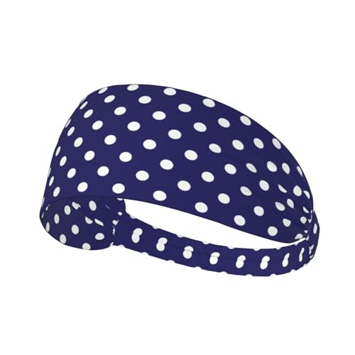 Blue and white Polka Dot Headband - Elastic Fashion Hair Band for Sports, Yoga, Daily Wear - color: 13