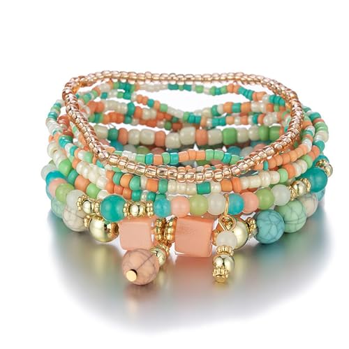 Beaded Bracelets for Women,Bohemian Stackable Style Multilayered Stretch Bracelets Friendship Jewelry Summer - color: Style 1, size: Bead