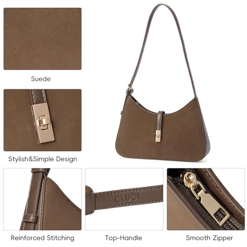 CLUCI Suede Purses for Women, Shoulder Suede Bag with Adjustable Strap, Handbag Hobo Bags - color: B-suede-small