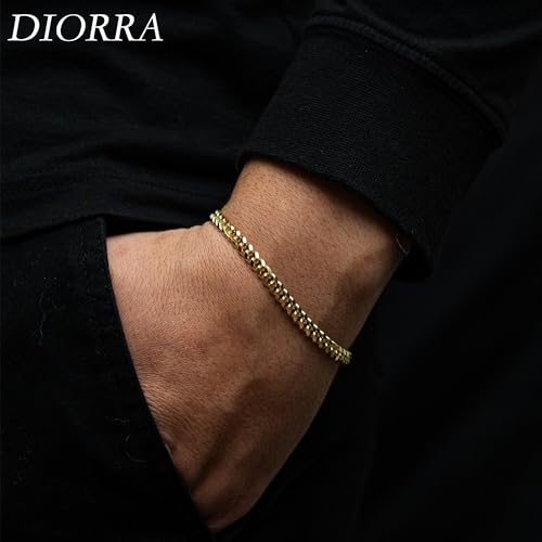 Gold Silver Bracelets for Mens, Sterling Silver Solid 6mm Wide Cuban Link Chain Bracelet for Men(7-9Inches)