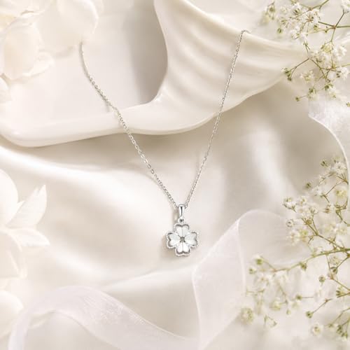Dainty Gold Necklaces for Women Trendy Non Tarnish 14K Gold Plated Cubic Zirconia Necklace Layered Simple Cute Four Leaf Clover Choker Jewelry Birthday Gifts - color: Silver, style: Glossy
