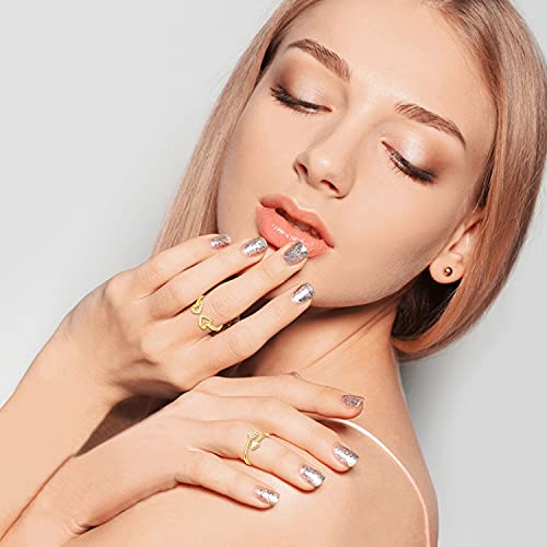 KOHOTA 12PCS Adjustable Knuckle Rings for Women 14K Gold Plated Silver Simple Stacking Rings Pack Open Knot Star Moon Butterfly Dainty Thumb Ring Set for Women - color: 3-Gold color