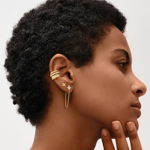 MEVECCO Tiny Beads Stud Earrings for Women 18K Gold Plated Stud Earrings Dainty Pave CZ Mini Cute Flower Simple Delicate Minimalist Stud Earrings Gift for Her