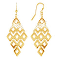 LeCalla Sterling Silver Dangle Earrings for Women | 925 Sterling Silver Long Interlocked Handmade Textured Drop Earring for Women - color: Gold-Plated Chandelier