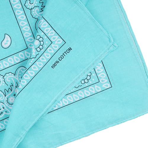 Raylarnia Bandana Multi-Purpose 100% Cotton Headbands for Women, 22 inch Paisley Cowboy Bandanas for Men - color: Mint