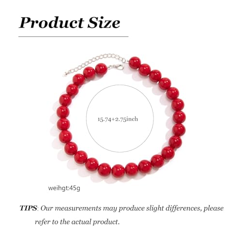 Red Beaded Necklace for Women Choker Gold Toggle Clasp Layered Stack Dainty Statement Western Boho Trendy Summer Vacation Necklaces Birthday Jewelry Gifts - color: B5:Red Beaded Necklace