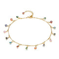 LOYATA Dainty Ankle Bracelet,14K Gold Plated Tiny Bead Anklet Dainty White Cubic Zirconia Cross Tassel Foot Chain Cute Lucky Moon Evil Eye Foot Jewelry Boho Anklets for Women - color: Evil Eye A