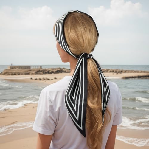 RIIQIICHY Hair Scarf for Women Like Silk Scarves Headband Neck Scarfs Twilly Purse Accessories - color: C007