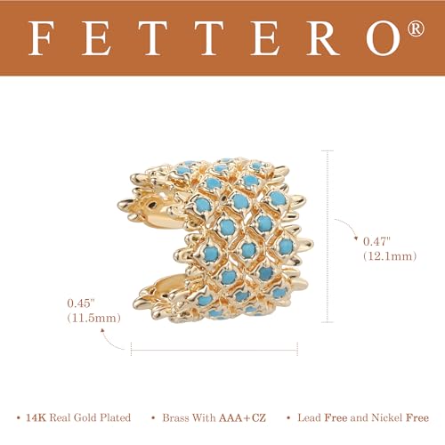 FETTERO Ear Cuff Earrings for Women Non Piercing 14K Gold Plated Ear Cuffs for Non Pierced Ears Clip on Cartilage Earring Ligthweight Fake Earrings | Single - style: Tur-Micro Pave