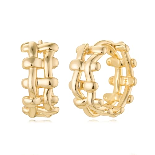 MYEARS Women Earrings Gold Huggie Hoop 14K Small Simple Hypoallergenic Everyday Jewelry - style: Braided