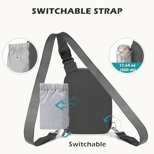 TOPEAST Anti Theft Crossbody Bags for Women Men, Small Sling Crossbody Bag Travel Purse Shoulder Wallet with RFID Blocking - color: 3-dark Grey