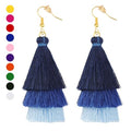 Earrings for Women Dangling, Layered Tassel Earrings Fringe Earrings Bohemian Studs Drop Earrings - color: Royal Blue