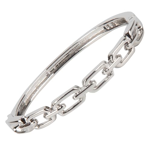 SPUNKYsoul Chain Link Buckle With Rhinestones Cuff Bracelet in Gold, Silver Rose Gold and Gun Metal for Women - style: "Lydia" Silver Thin Link