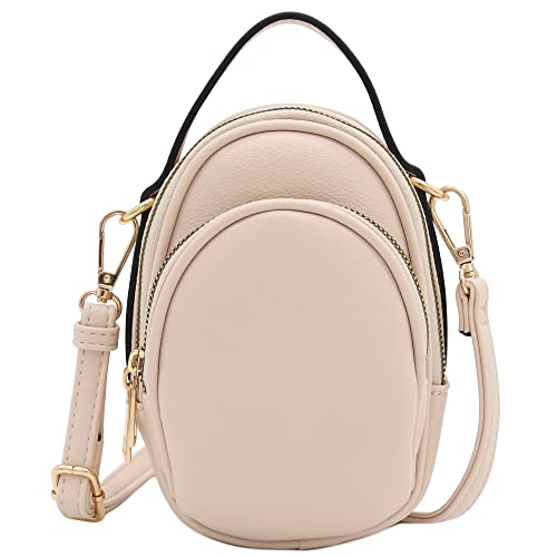 FashionPuzzle Two Compartment Mini Crossbody Bag | Two Compartment - color: Nude