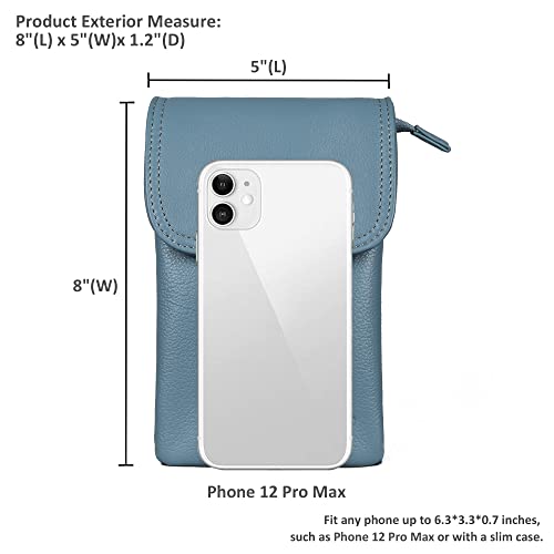 befen Genuine Leather Small Crossbody Bags for Women Cell Phone Bag Cross Body Purses,Silver Zipper - color: Air Force Blue