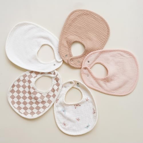 Konssy Muslin Baby Bibs 8 Pack Baby Bandana Drool Bibs Cotton for Unisex Boys and Girls, Soft Absorbent Set for Teething and Drooling - color: Butterfly Dreams