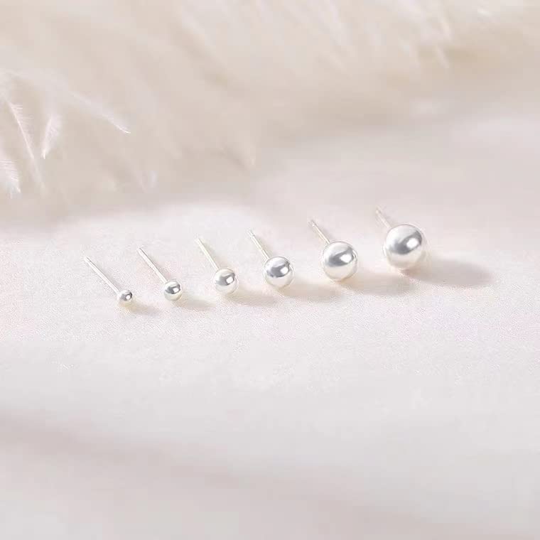 Sterling Silver Earrings for Women: Hypoallergenic 925 Sterling Silver Round Ball Stud Earrings for Women Multiple Piercing 5 Pairs Tiny Stud Earrings 2mm 3mm 4mm 5mm 6mm - style: Stud