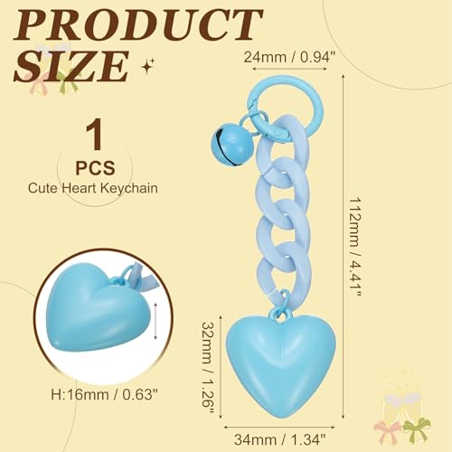 PATIKIL Cute Heart Keychain for Women, Heart Purse Charm Bag Charm Accessories for Handbag Car Purse Backpack - color: Lake Blue