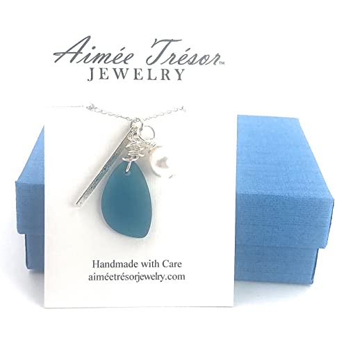 Popular Recycled Sea Glass Earrings on Sterling Silver Hooks - color: Ocean Blue