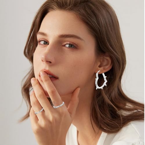 Parmuz 925 Sterling Silver Earrings Hoops for Women Ladies Simple Lightweight Twisted Medium Hoop Earrings With Cubic Zirconia Hypoallergenic Jewelry for Her - color: silver