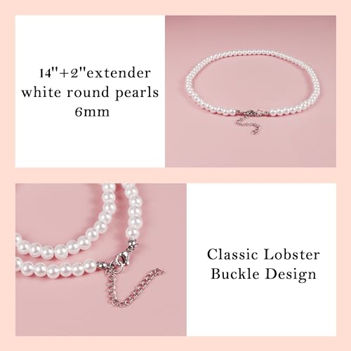 Trinckle Pearl Necklaces for Women, Gold Pearl Choker Single Pendant Necklace Layered Daisy Jewelry for Prom Birthday Gifts, Prom Wedding Strands for Bride Bridesmaids as Beach Summer Accessories - style: White necklace