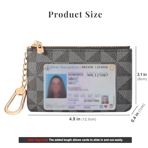 Leather Coin Purse for Women with KeyChain Small Zipper Change Purse coin Pouch Card Holder Wallet Clutch for Women & Men (Black) - color: Black