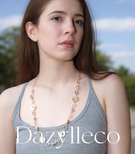 Long Gold Necklaces for Women Dainty Natural Stone Beaded Gold Necklace Mothers Day Gifts Boho Gold Costume Jewelry for Women - color: Grey