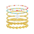 Gold Beaded Bracelets for Women: 14K Gold Bracelets for Women Trendy Dainty Gold Ball Bracelet Stack for Womens - Boho Stretch Bracelets Jewelry Sets with Cross Fashion Accessories Gifts for Women - style: Pure Cross