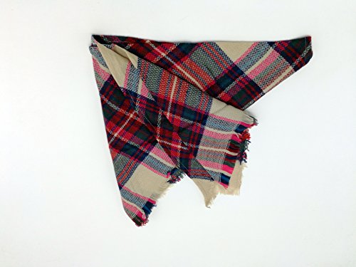 Wander Agio Womens Warm Long Shawl Winter Wraps Large Scarves Knit Cashmere Feel Plaid Triangle Scarf - color: Beige Pink Colour 1