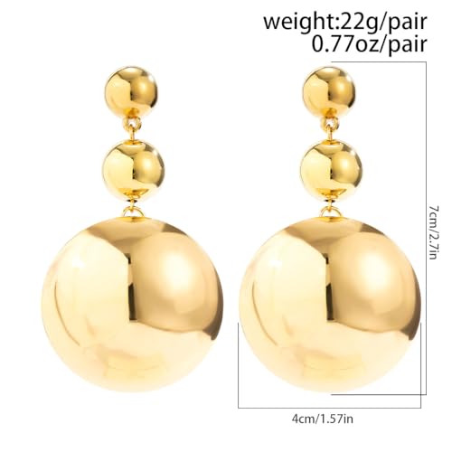 Gold Jewelry Set Chunky Gold Necklace Earring Set for Women Boho Oval Acrylic Earring Necklace Western Adjustable Choker Necklaces Bohemian Jewelry Set For Women - color: Gold Ball