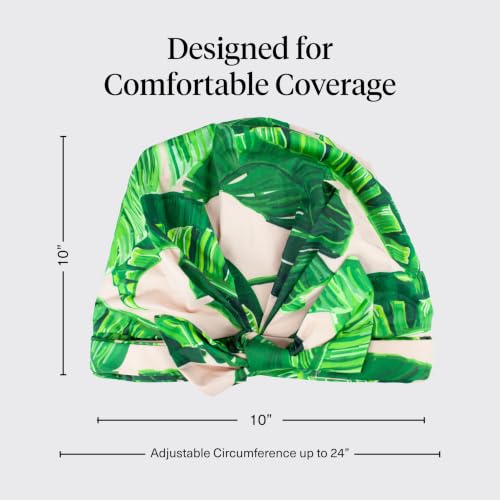 Kitsch Luxury Shower Caps for Women Reusable Waterproof - Large Shower Cap for Women and Men, Non-slip, Quick-dry Hair Cap for Long & Short Hair, Comfortable and Stylish Design - Palm Leaves - color: Palm Leaves