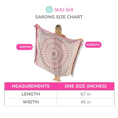 SHU-SHI Sarong Wraps for Women Long Beach Cover ups Pareo Bathing Suit Wrap Skirt Mandala Sarongs Coverup - color: Brown/Orange