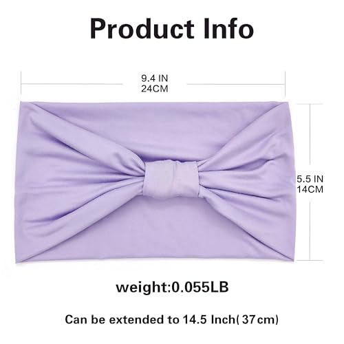GiLi 6 Pack Wide Headbands for Women Non Slip Soft Elastic Hair Bands Yoga Running Sports Workout Gym Head Wraps, Knotted Cotton Cloth African Turbans Bandana (with 6 Pcs Hair Ties) - color: 6 Color (White+Black+Light Purple+Light Blue+Dark Green+Teal)