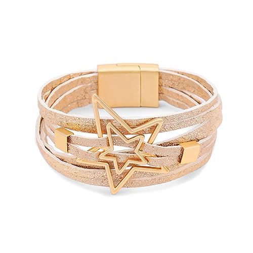 Long tiantian Leather Bracelets for Women Men Heart Wrap Bracelets Western Jewelry Cowgirl Outfits Birthday Gifts for Her - color: C1:yellow leather bracelet