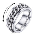 U7 Stainless Steel Mens Rings,7mm Gold/Black/Silver Chain Rings Fidget Spinner Ring Anxiety Ring for Men Women,Size 6-14 - color: Inlaid Chain Ring-Stainless