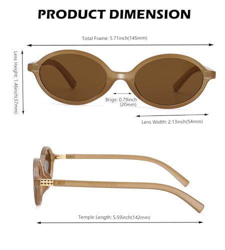 NULOOQ Retro Oval Sunglasses for Women 90s Trendy Vintage Small Round Sunnies Shades - color: A4* (Black/Brown + Dark Brown/Brown) - 2 Pack