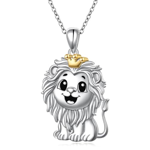 925 Sterling Silver Animal Necklaces Lion/Cat/Phoenix/Bunny/Koalas Necklace Adjustable Chain Animal Lover Pendant Jewelry for Women Men - style: Lion