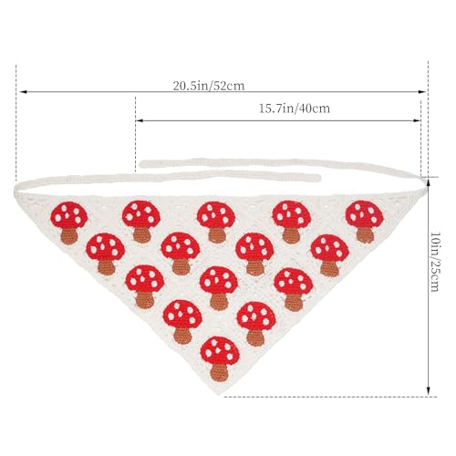 hoyuwak Crochet Bandana Headband Head Scarf Hairband for Women Girls White Knitted Mushroom Hair Accessories for Festival 80s Hair Styling Decor