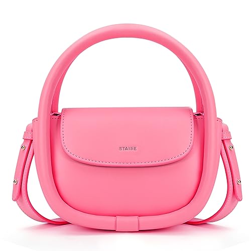 STAISE Designer Top Handle Shoulder Bags for Women, Trendy Mini Crossbody Purses, Women’s Leather Handbags with Straps - color: Pink