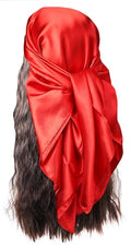 vabovin Satin Head Scarf for Women Solid Color, 35×35 in | Silk Feel Neckerchief, Hair Scarf, Fashion Bandana, Headscarf, Headband, Hair Wrap Sleeping, Daily Fashion Styling - color: 216 Red