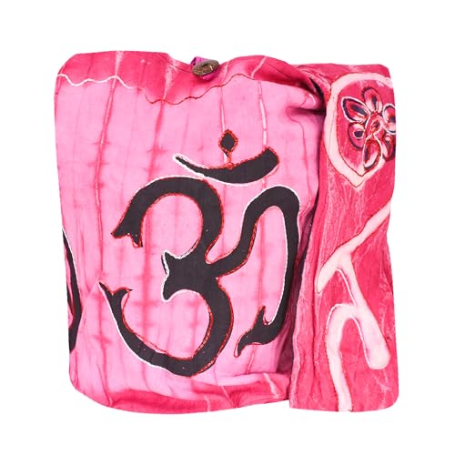 Mandala Crafts Hippie Bag, Large Boho Hobo Purse for Women, Crossbody Shoulder Sling Bags for Indie Style Bohemian Accessory - style: Pink Om